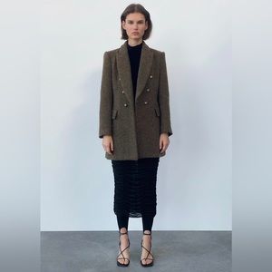 ZARA wool blend double breasted frock coat